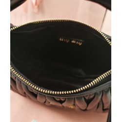 Premium Replica Miu Miu Wander Mini Hobo Bag Black Matelasse At Cheap Price
