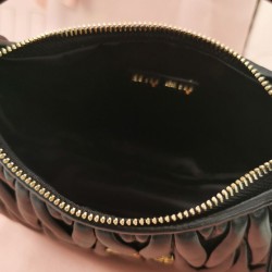 Fake Miu Miu Wander Mini Hobo Bag Black Matelasse Knockoff Clone Sale Online Premium Replica Miu Miu Wander Mini Hobo Bag Black Matelasse At Cheap Price
