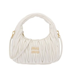 Premium Replica Mini Miu Miu Wander Matelasse white hobo bag At Cheap Price