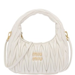 Premium Replica Mini Miu Miu Wander Matelasse white hobo bag At Cheap Price