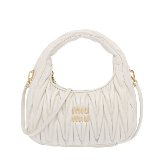 Premium Replica Mini Miu Miu Wander Matelasse white hobo bag At Cheap Price