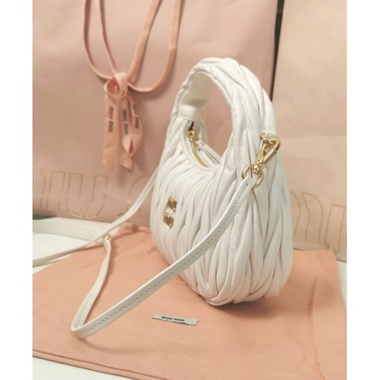 Premium Replica Mini Miu Miu Wander Matelasse white hobo bag At Cheap Price