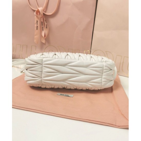 Premium Replica Mini Miu Miu Wander Matelasse white hobo bag At Cheap Price