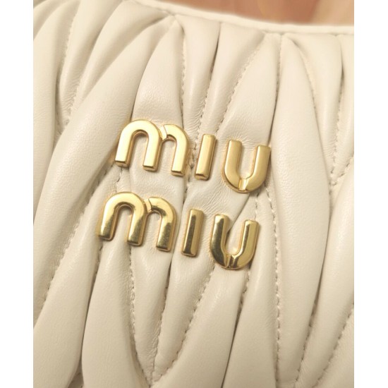 Premium Replica Mini Miu Miu Wander Matelasse white hobo bag At Cheap Price