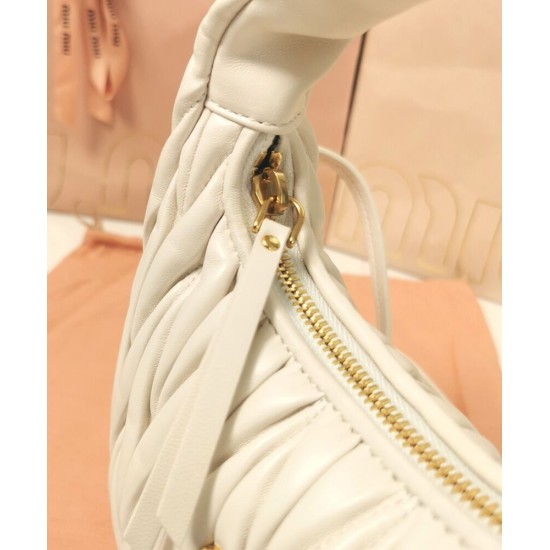 Premium Replica Mini Miu Miu Wander Matelasse white hobo bag At Cheap Price