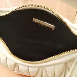 Premium Replica Mini Miu Miu Wander Matelasse white hobo bag At Cheap Price