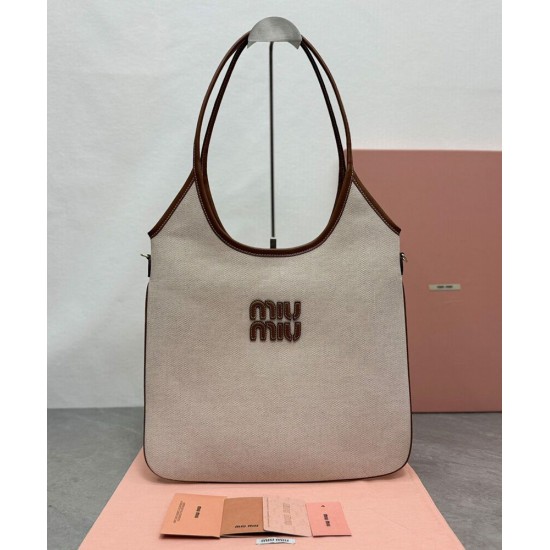 Fake Miumiu IVY canvas shoulder bag 5BG231 coffee Knockoff Clone Sale Online Premium Replica Miumiu IVY canvas shoulder bag 5BG231 coffee At Cheap Price