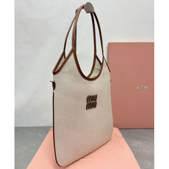 Fake Miumiu IVY canvas shoulder bag 5BG231 coffee Knockoff Clone Sale Online Premium Replica Miumiu IVY canvas shoulder bag 5BG231 coffee At Cheap Price