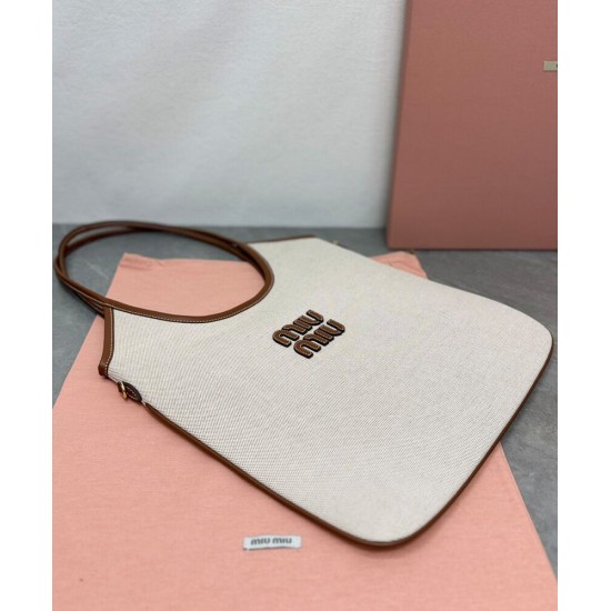 Fake Miumiu IVY canvas shoulder bag 5BG231 coffee Knockoff Clone Sale Online Premium Replica Miumiu IVY canvas shoulder bag 5BG231 coffee At Cheap Price