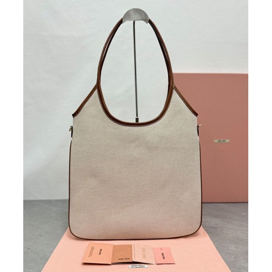 Fake Miumiu IVY canvas shoulder bag 5BG231 coffee Knockoff Clone Sale Online Premium Replica Miumiu IVY canvas shoulder bag 5BG231 coffee At Cheap Price
