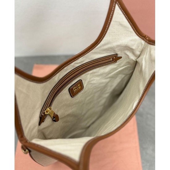 Fake Miumiu IVY canvas shoulder bag 5BG231 coffee Knockoff Clone Sale Online Premium Replica Miumiu IVY canvas shoulder bag 5BG231 coffee At Cheap Price