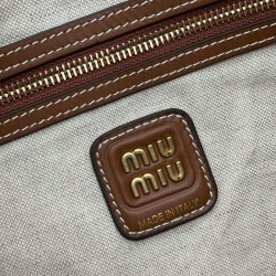 Premium Replica Miumiu IVY canvas shoulder bag 5BG231 coffee At Cheap Price