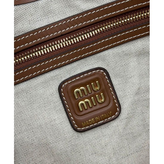 Fake Miumiu IVY canvas shoulder bag 5BG231 coffee Knockoff Clone Sale Online Premium Replica Miumiu IVY canvas shoulder bag 5BG231 coffee At Cheap Price