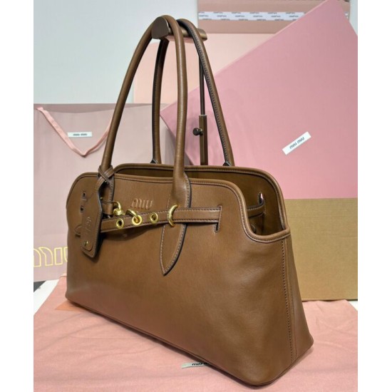 Fake Miumiu Adventure Nappa Bag 5BG310 Brown Knockoff Clone Sale Online Premium Replica Miumiu Adventure Nappa Bag 5BG310 Brown At Cheap Price
