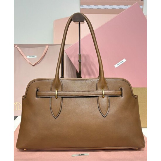 Fake Miumiu Adventure Nappa Bag 5BG310 Brown Knockoff Clone Sale Online Premium Replica Miumiu Adventure Nappa Bag 5BG310 Brown At Cheap Price