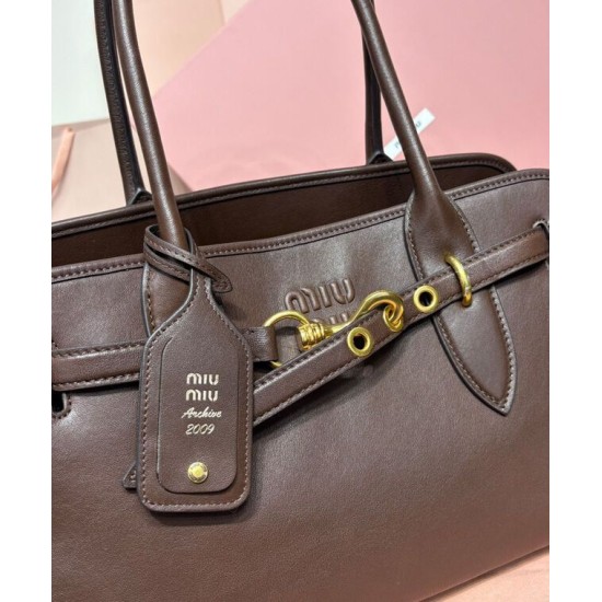 Premium Replica Miumiu Adventure Nappa Bag 5BG310 Coffee At Cheap Price