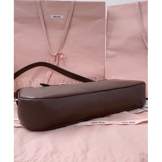 Premium Replica Miumiu Adventure Nappa Shoulder Bag 5BC181 Coffee At Cheap Price