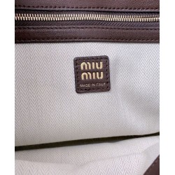 Premium Replica Miumiu Adventure Nappa Shoulder Bag 5BC181 Coffee At Cheap Price