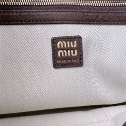 Premium Replica Miumiu Adventure Nappa Shoulder Bag 5BC181 Coffee At Cheap Price