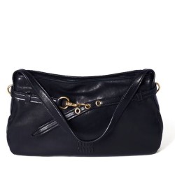 Premium Replica Miumiu Adventure Nappa Shoulder Bag 5BC181 Black At Cheap Price