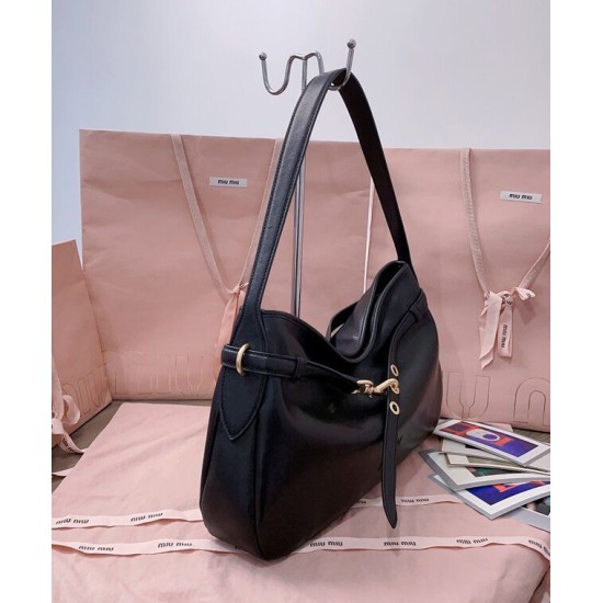 Fake Miumiu Adventure Nappa Shoulder Bag 5BC181 Black Knockoff Clone Sale Online Premium Replica Miumiu Adventure Nappa Shoulder Bag 5BC181 Black At Cheap Price