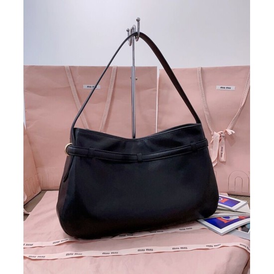 Fake Miumiu Adventure Nappa Shoulder Bag 5BC181 Black Knockoff Clone Sale Online Premium Replica Miumiu Adventure Nappa Shoulder Bag 5BC181 Black At Cheap Price