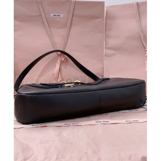 Fake Miumiu Adventure Nappa Shoulder Bag 5BC181 Black Knockoff Clone Sale Online Premium Replica Miumiu Adventure Nappa Shoulder Bag 5BC181 Black At Cheap Price