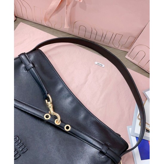 Fake Miumiu Adventure Nappa Shoulder Bag 5BC181 Black Knockoff Clone Sale Online Premium Replica Miumiu Adventure Nappa Shoulder Bag 5BC181 Black At Cheap Price