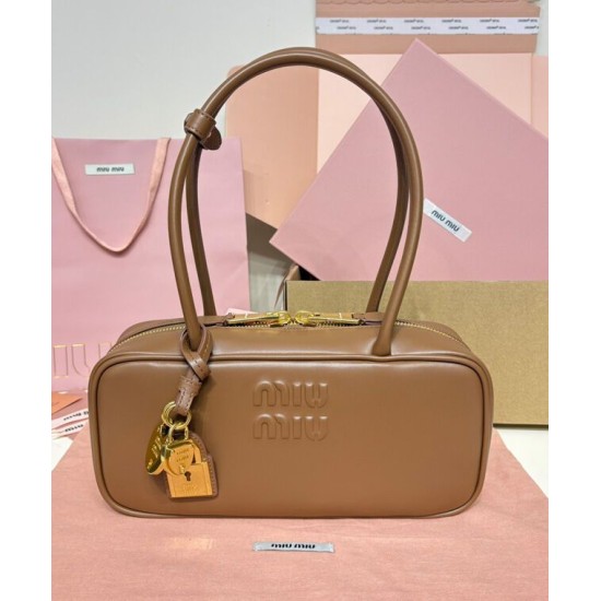 Fake Miumiu Beau tote bag 5BB173 Coffee Knockoff Clone Sale Online Premium Replica Miumiu Beau tote bag 5BB173 Coffee At Cheap Price