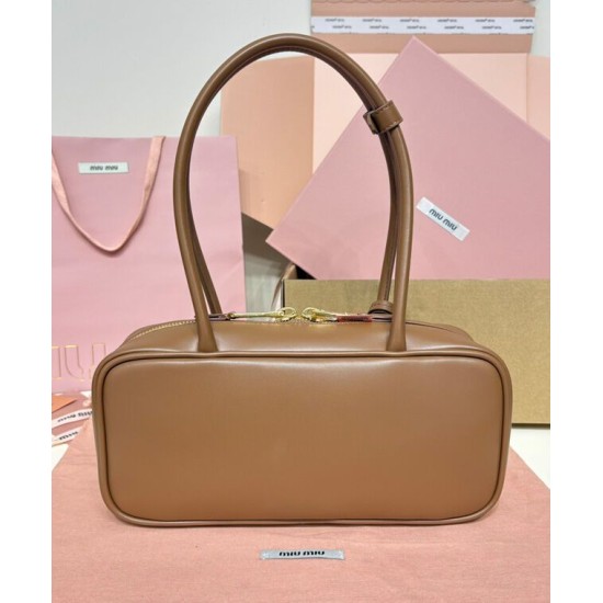 Fake Miumiu Beau tote bag 5BB173 Coffee Knockoff Clone Sale Online Premium Replica Miumiu Beau tote bag 5BB173 Coffee At Cheap Price