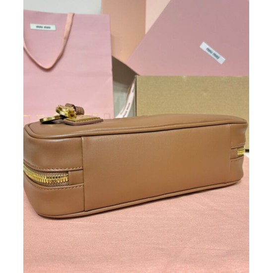 Fake Miumiu Beau tote bag 5BB173 Coffee Knockoff Clone Sale Online Premium Replica Miumiu Beau tote bag 5BB173 Coffee At Cheap Price