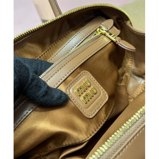 Fake Miumiu Beau tote bag 5BB173 Coffee Knockoff Clone Sale Online Premium Replica Miumiu Beau tote bag 5BB173 Coffee At Cheap Price