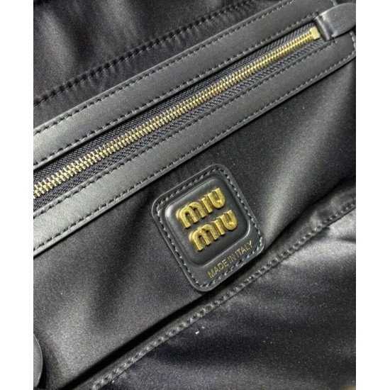 Fake Miumiu Beau tote bag 5BB173 Black Knockoff Clone Sale Online Premium Replica Miumiu Beau tote bag 5BB173 Black At Cheap Price