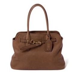 Premium Replica Miu Miu Adventure Nappa Tote Bag 5BG291 Coffee At Cheap Price