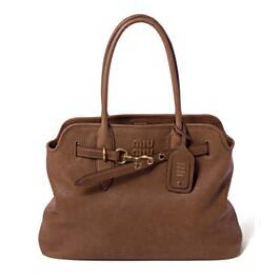 Premium Replica Miu Miu Adventure Nappa Tote Bag 5BG291 Coffee At Cheap Price
