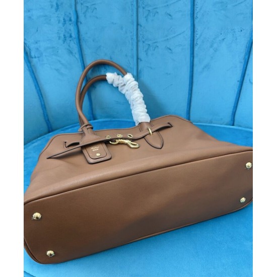 Premium Replica Miu Miu Adventure Nappa Tote Bag 5BG291 Coffee At Cheap Price