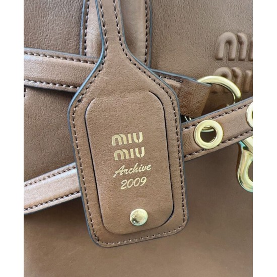 Premium Replica Miu Miu Adventure Nappa Tote Bag 5BG291 Coffee At Cheap Price