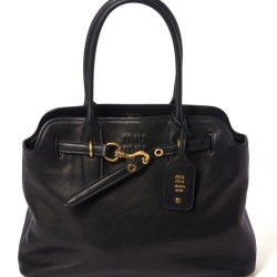 Premium Replica Miu Miu Adventure Nappa Tote Bag 5BG291 Black At Cheap Price
