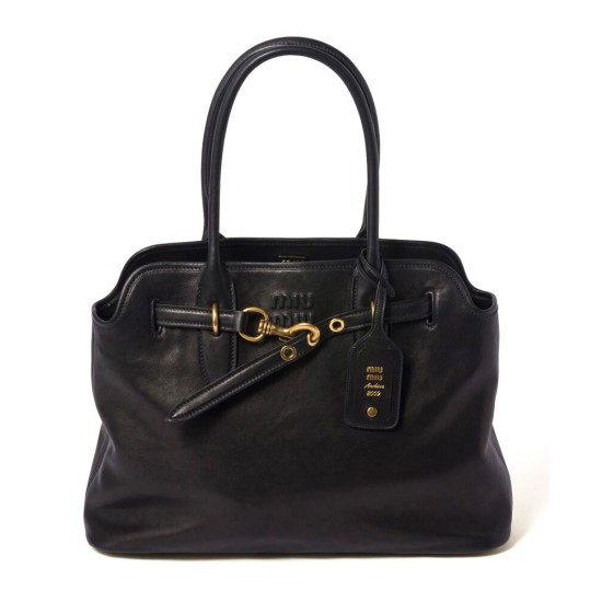 Premium Replica Miu Miu Adventure Nappa Tote Bag 5BG291 Black At Cheap Price