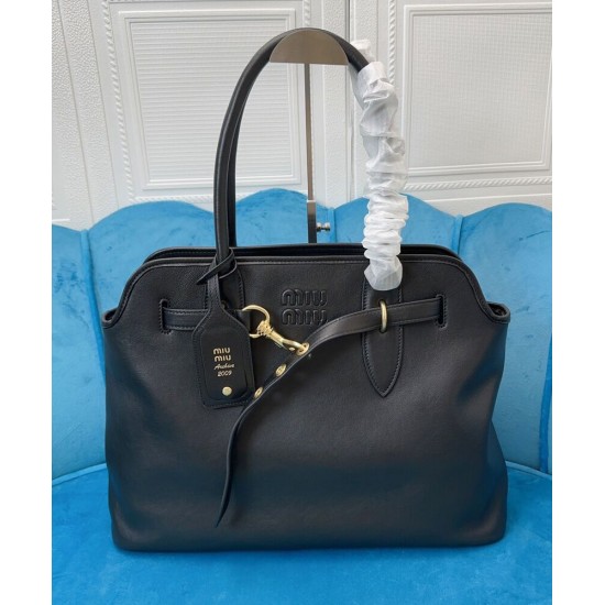 Premium Replica Miu Miu Adventure Nappa Tote Bag 5BG291 Black At Cheap Price