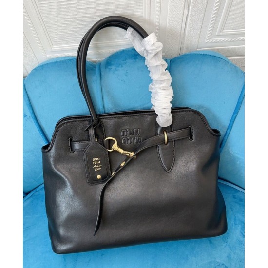 Premium Replica Miu Miu Adventure Nappa Tote Bag 5BG291 Black At Cheap Price