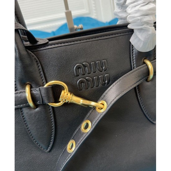 Premium Replica Miu Miu Adventure Nappa Tote Bag 5BG291 Black At Cheap Price