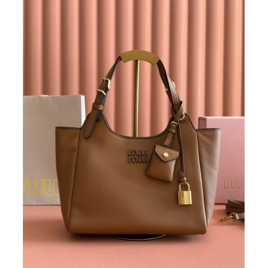 Premium Replica Miu Miu Handbag Hobo tote 5BA304 Brown At Cheap Price