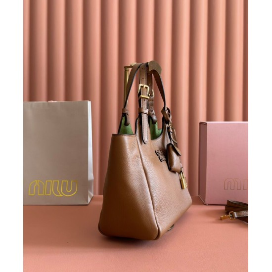 Premium Replica Miu Miu Handbag Hobo tote 5BA304 Brown At Cheap Price