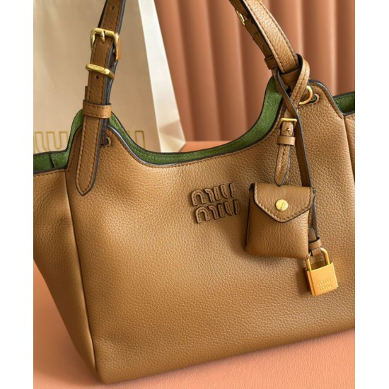 Premium Replica Miu Miu Handbag Hobo tote 5BA304 Brown At Cheap Price
