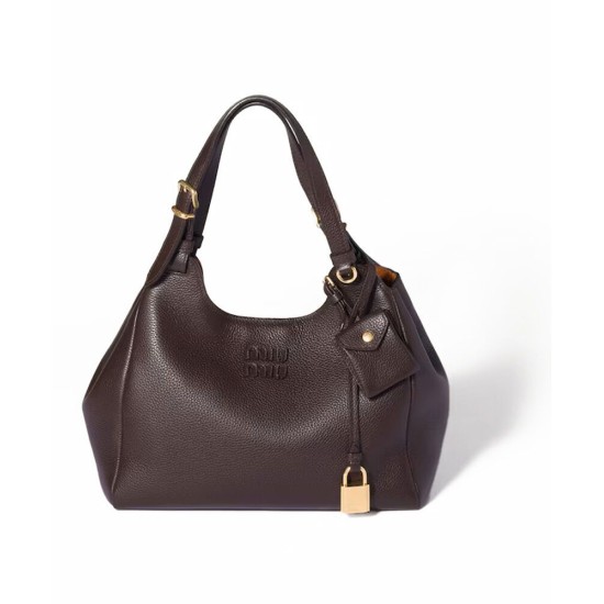 Premium Replica Miu Miu Hobo tote handbag 5BA304 Coffee At Cheap Price