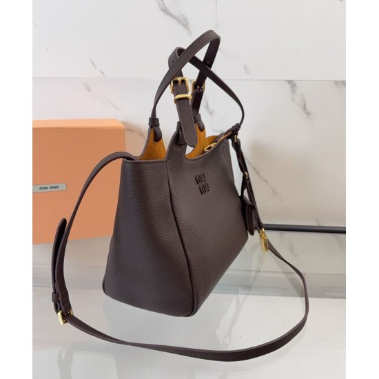 Premium Replica Miu Miu Hobo tote handbag 5BA304 Coffee At Cheap Price