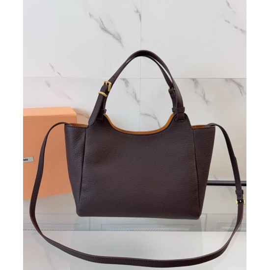 Premium Replica Miu Miu Hobo tote handbag 5BA304 Coffee At Cheap Price