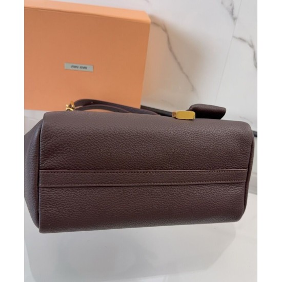 Premium Replica Miu Miu Hobo tote handbag 5BA304 Coffee At Cheap Price