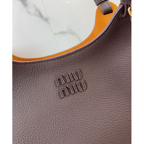 Premium Replica Miu Miu Hobo tote handbag 5BA304 Coffee At Cheap Price